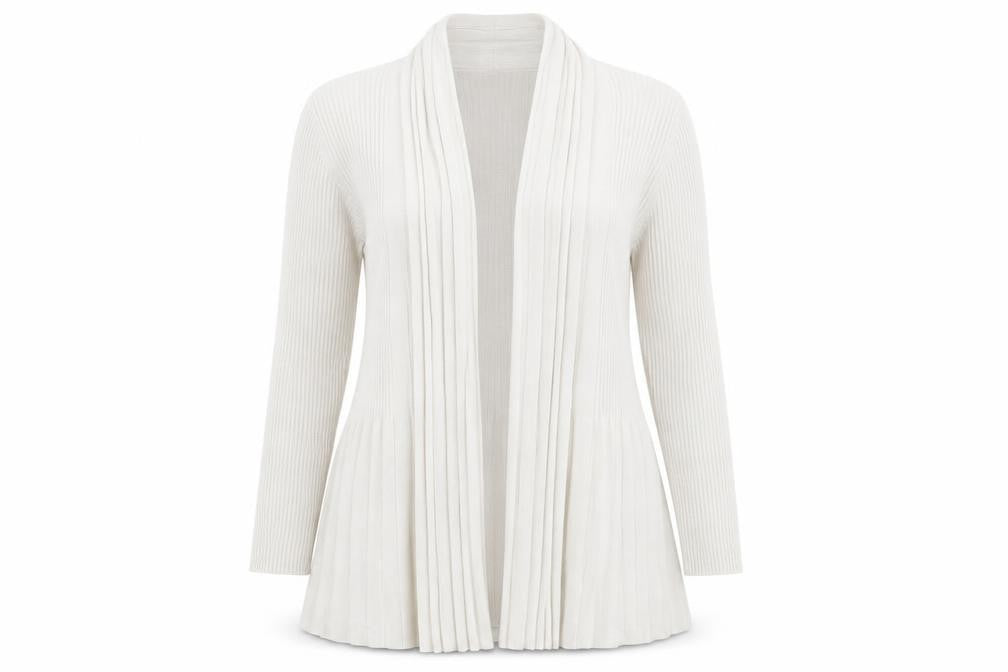 Front view of Country Casuals women’s ivory cardigan jumper, size M