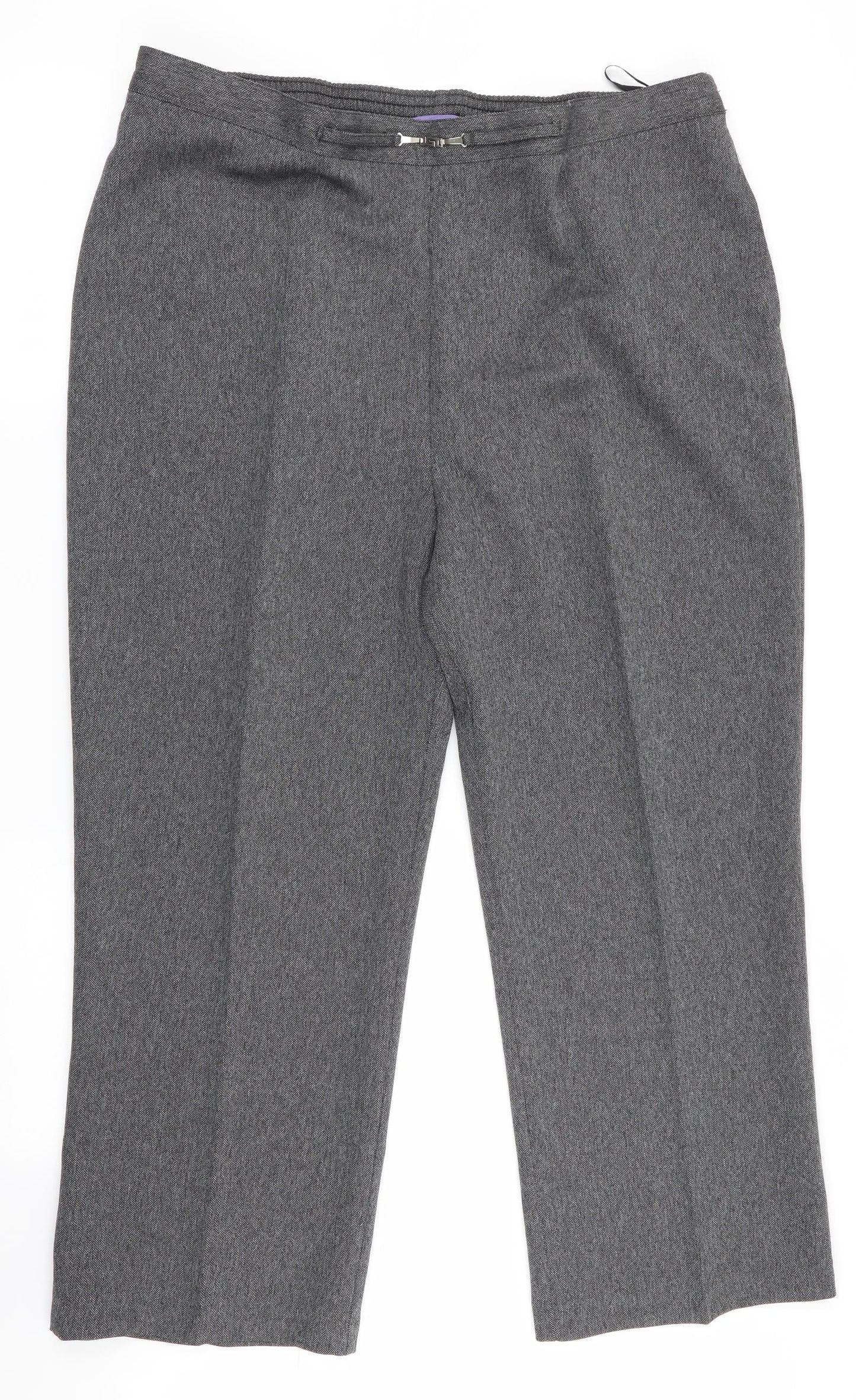 Autonomy Womens Grey Herringbone  Trousers  Size 20 L26.5 in - Back Elastication