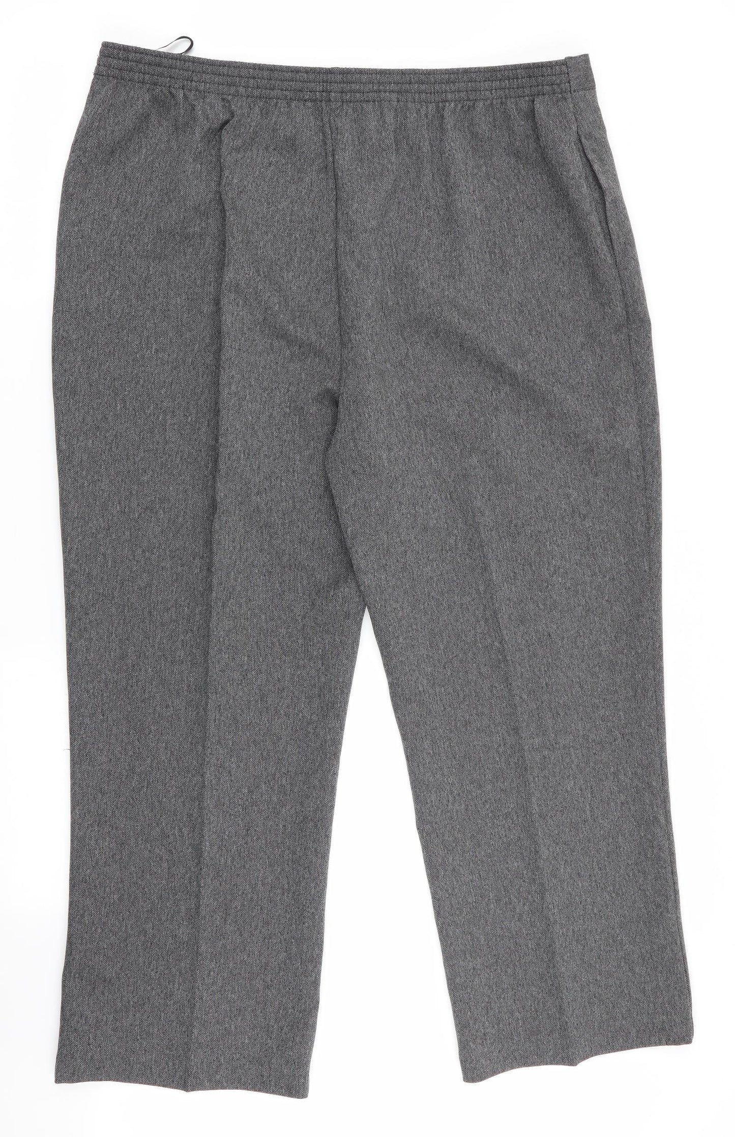 Autonomy Womens Grey Herringbone  Trousers  Size 20 L26.5 in - Back Elastication