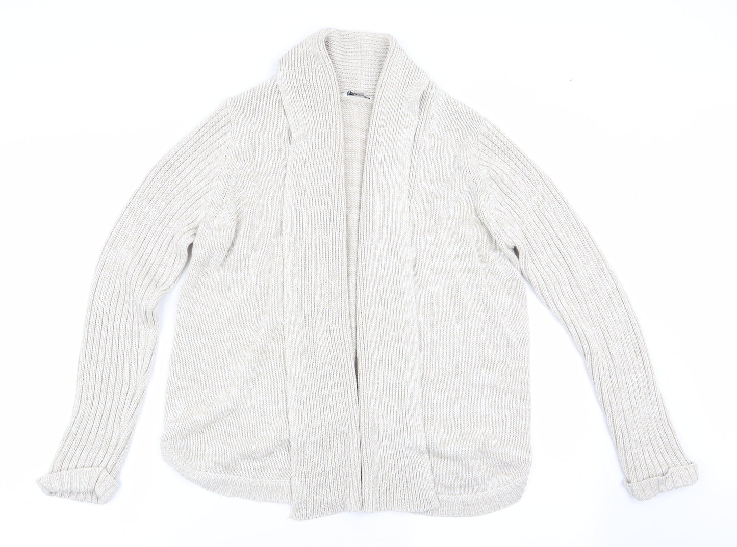 Womens UK Size 14 Petite Beige Cardigan Jumper