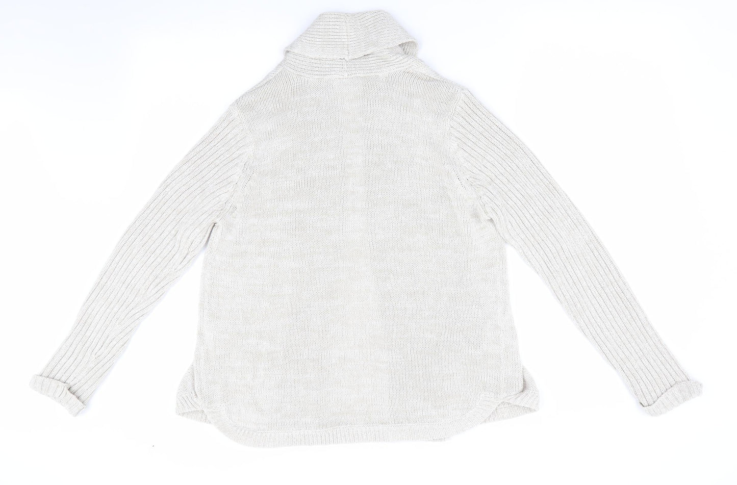 Womens UK Size 14 Petite Beige Cardigan Jumper