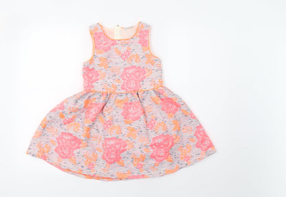 Matalan Girls Pink Floral  Ball Gown  Size 6 Years