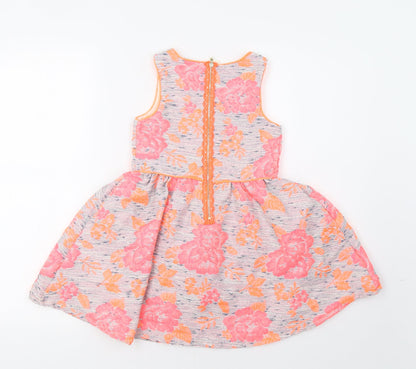 Matalan Girls Pink Floral  Ball Gown  Size 6 Years