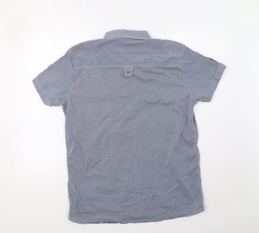 Mens UK Size XL JUNK de LUXE Blue  Button-Up Short Sleeve Casual Shirt