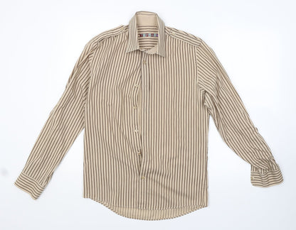 Mens UK Size S Topman Brown  Button-Up Long Sleeve Casual Shirt