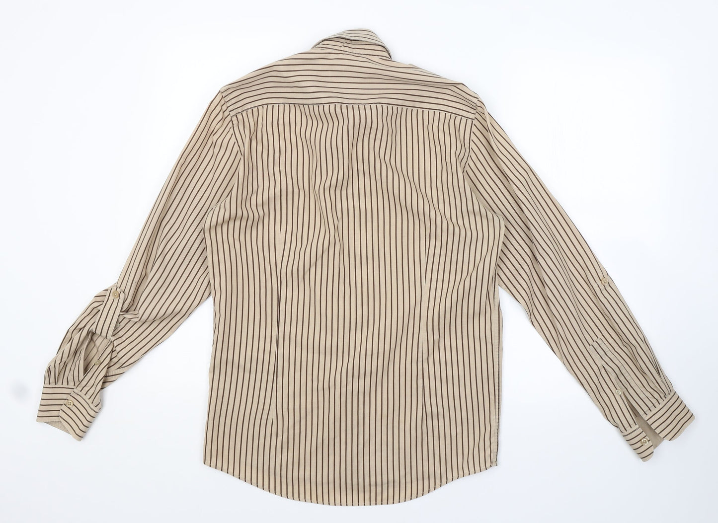Mens UK Size S Topman Brown  Button-Up Long Sleeve Casual Shirt