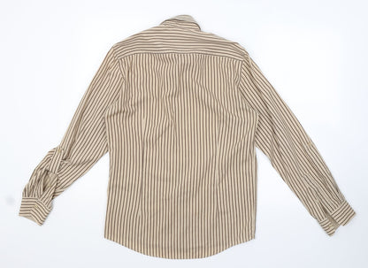Mens UK Size S Topman Brown  Button-Up Long Sleeve Casual Shirt