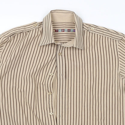 Mens UK Size S Topman Brown  Button-Up Long Sleeve Casual Shirt