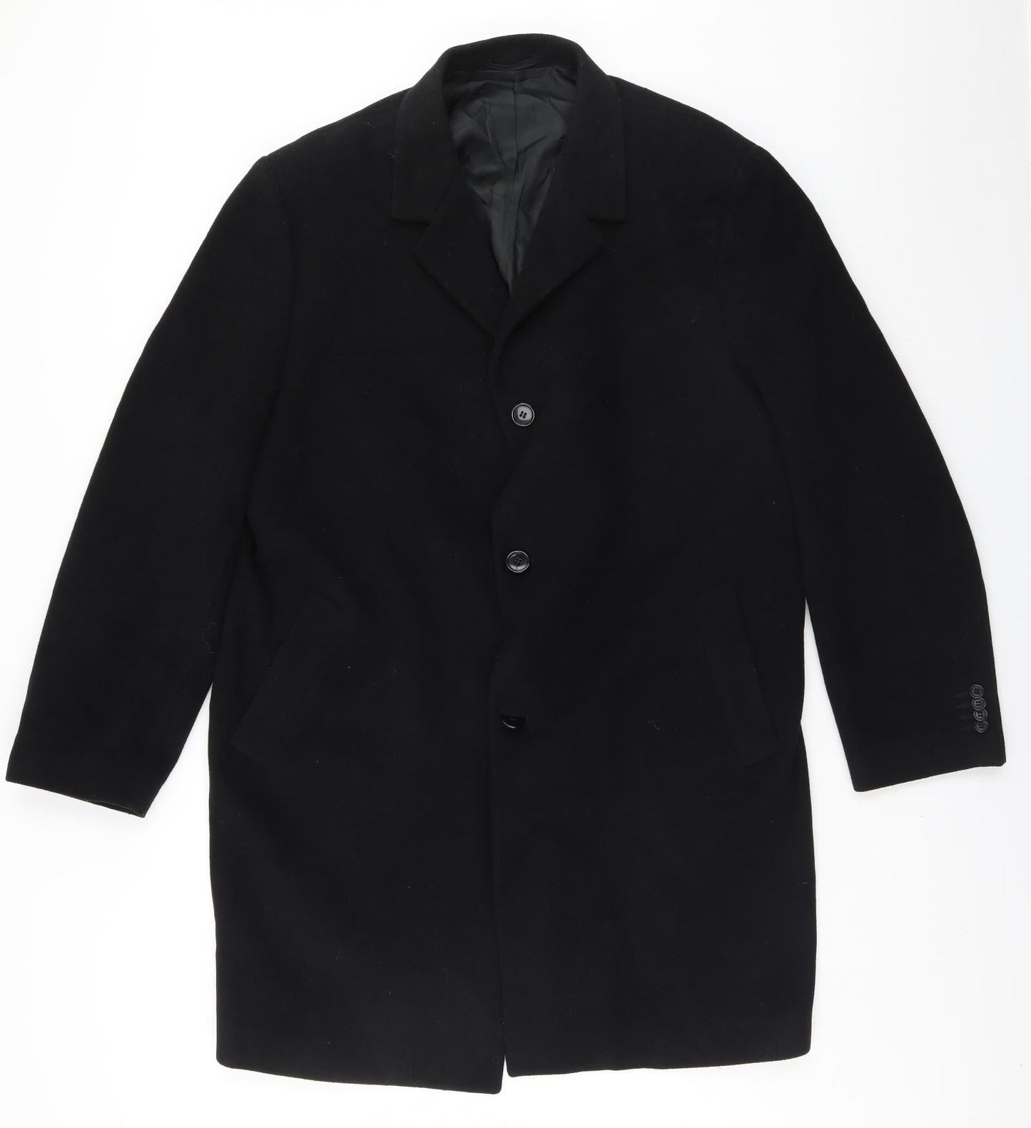 Mens UK Size  Preworn Black Overcoat