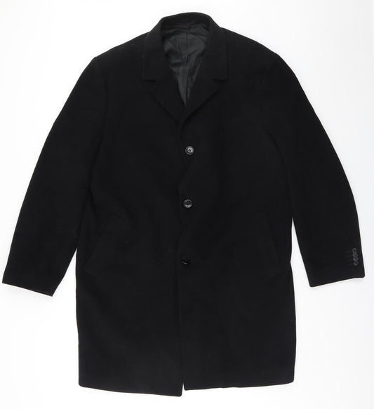 Mens UK Size  Preworn Black Overcoat