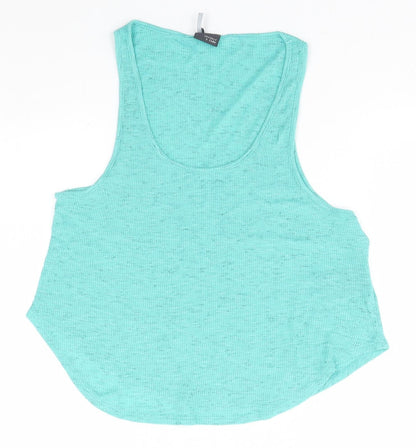 Womens UK Size S Sparkle & Fade Green Basic Tank