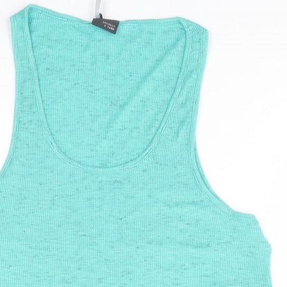 Womens UK Size S Sparkle & Fade Green Basic Tank