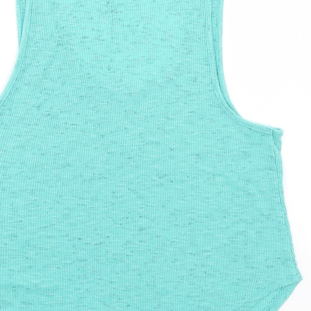 Womens UK Size S Sparkle & Fade Green Basic Tank