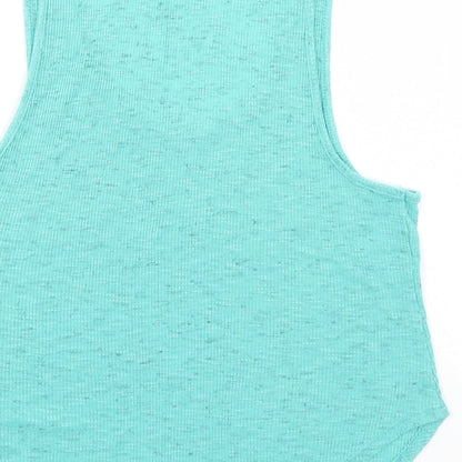 Womens UK Size S Sparkle & Fade Green Basic Tank