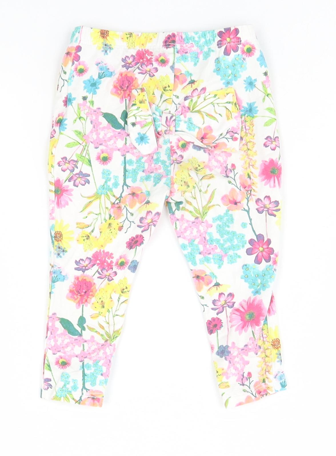 Monsoon Baby White Floral  Sweatpants Trousers Size 9-12 Months