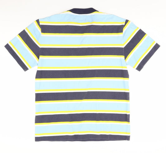 Reclaimed Vintage Mens Blue Striped   Polo Size M