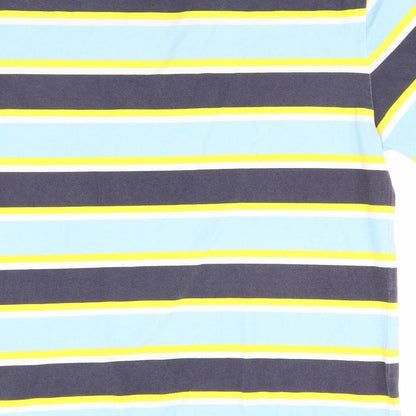 Reclaimed Vintage Mens Blue Striped   Polo Size M