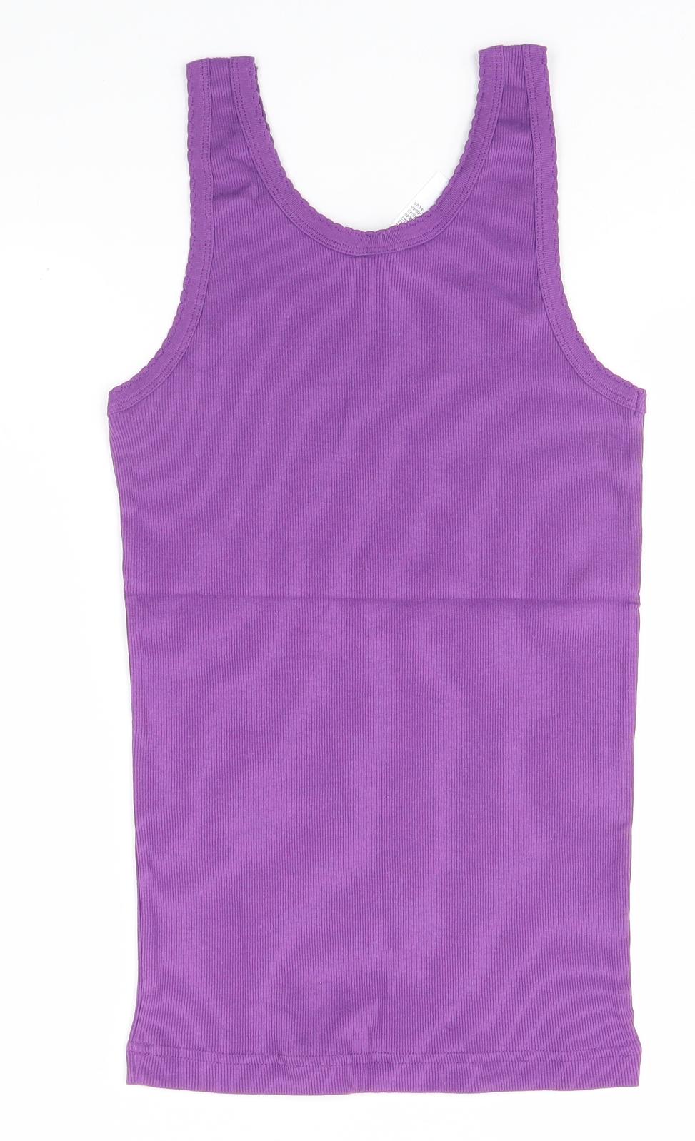 Petite Fleur Womens Purple Striped  Basic Tank Size 12