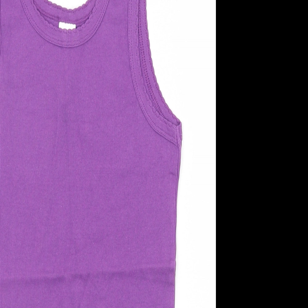 Petite Fleur Womens Purple Striped  Basic Tank Size 12