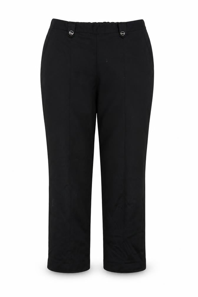 Front view of Bonmarché women’s black trousers, size UK 14, 22-inch leg