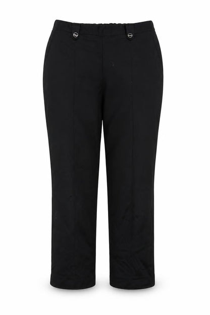 Front view of Bonmarché women’s black trousers, size UK 14, 22-inch leg