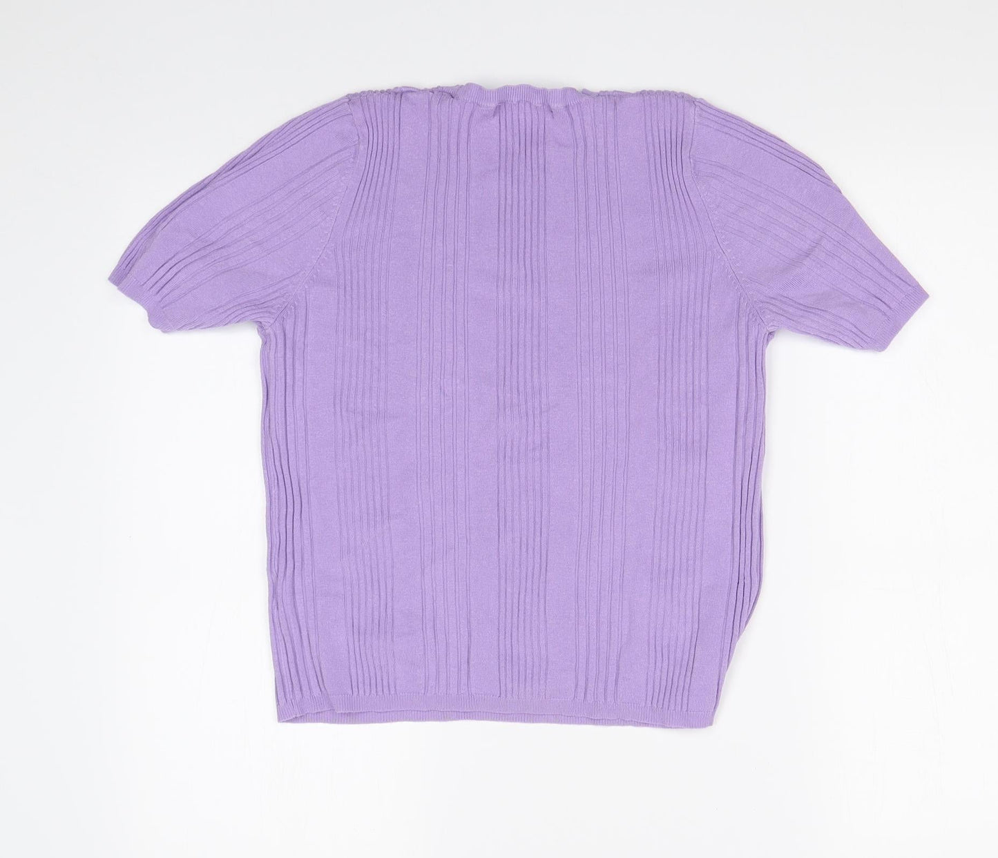 M&S Womens Purple Striped  Basic T-Shirt Size 14