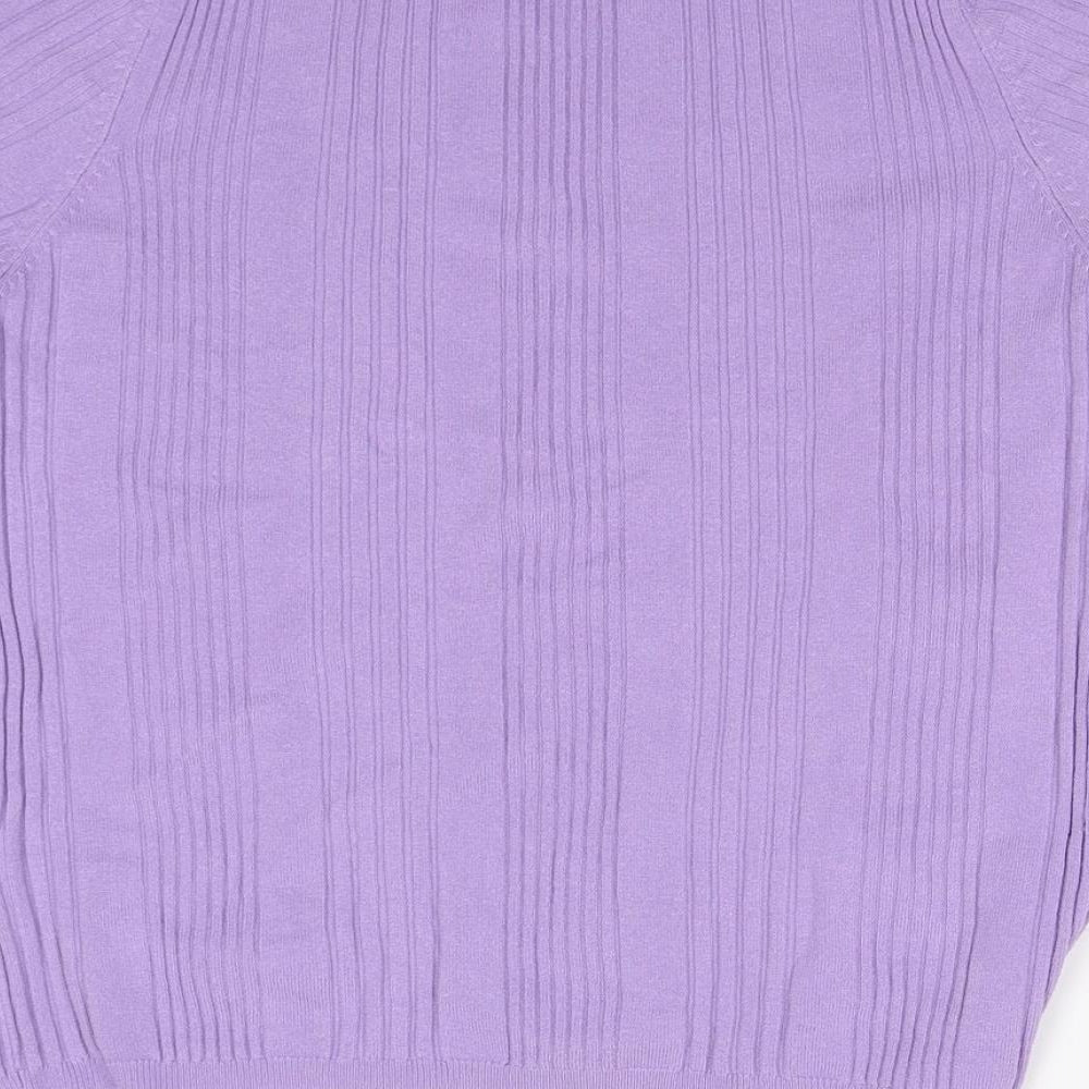 M&S Womens Purple Striped  Basic T-Shirt Size 14