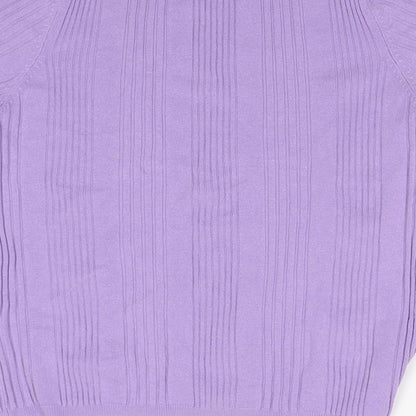 M&S Womens Purple Striped  Basic T-Shirt Size 14