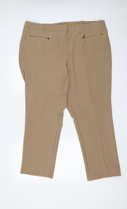 Womens UK Size 22 MARISOTA Regular Fit Carrot Brown Trousers