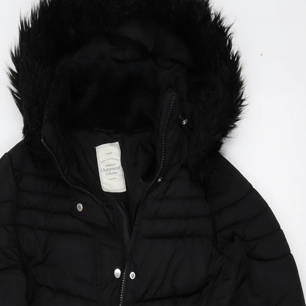 George Womens Black   Overcoat Coat Size 12