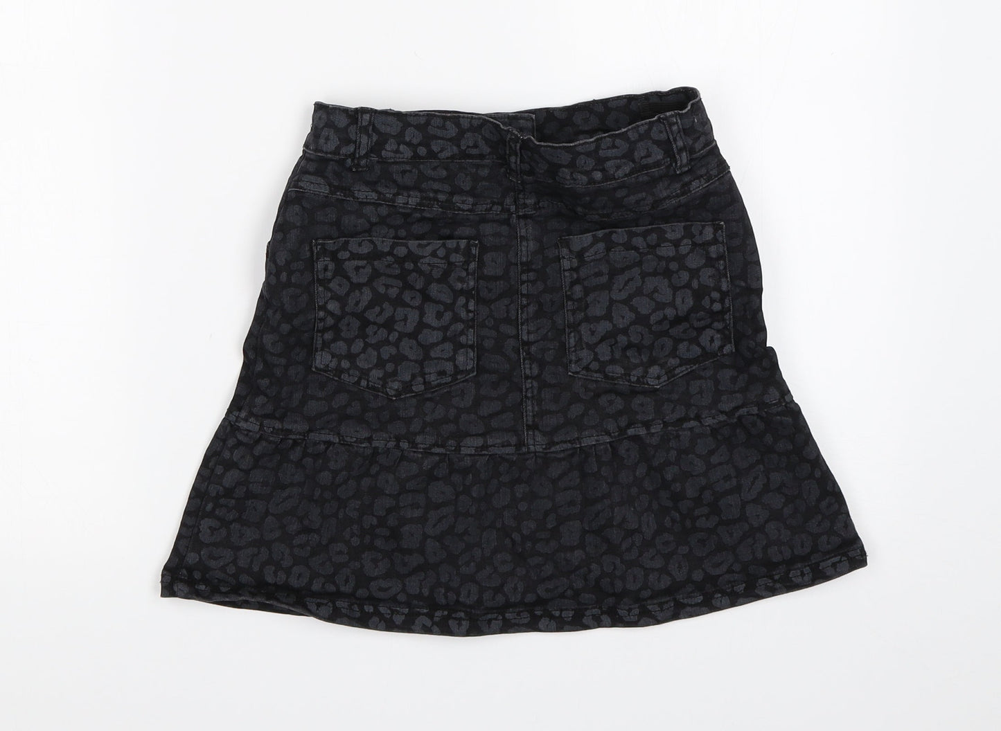 TU Girls Black Animal Print  Straight & Pencil Skirt Size 9 Years