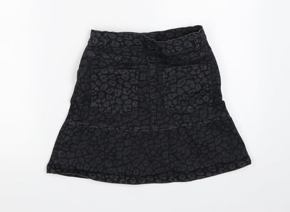 TU Girls Black Animal Print  Straight & Pencil Skirt Size 9 Years