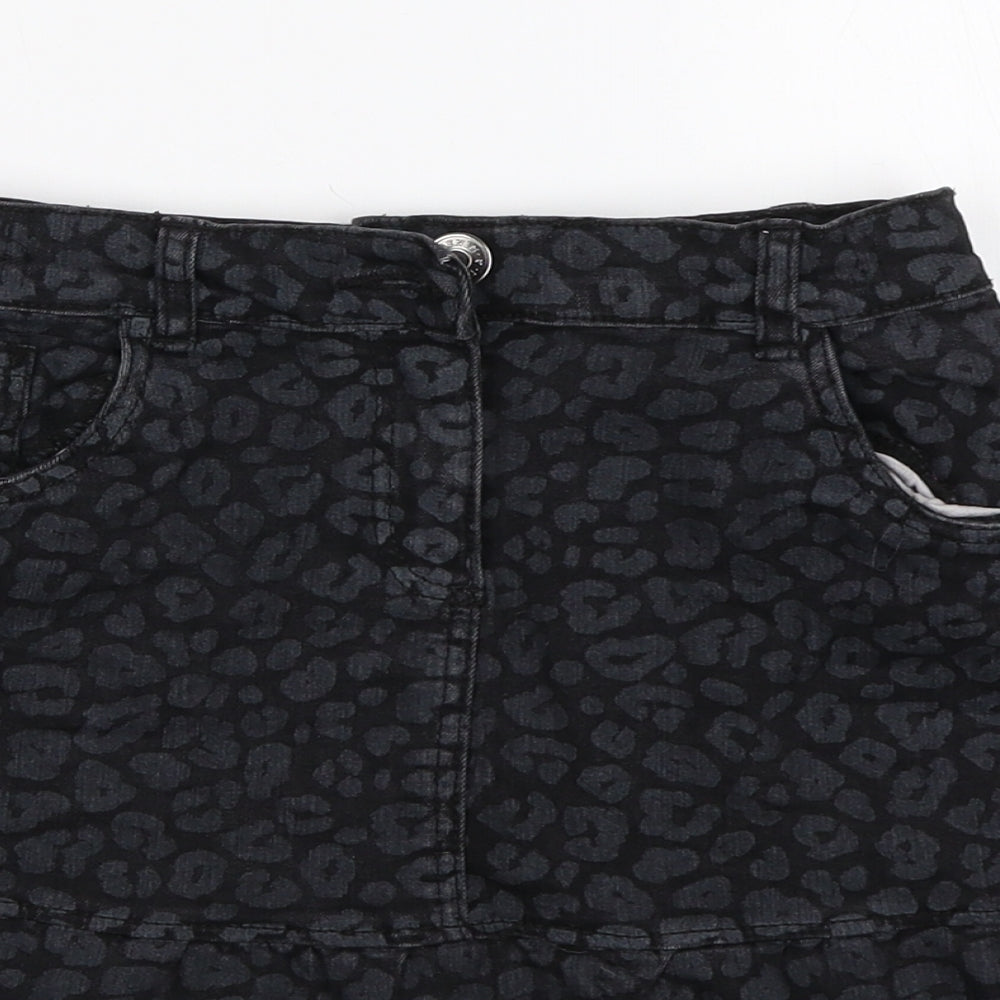 TU Girls Black Animal Print  Straight & Pencil Skirt Size 9 Years