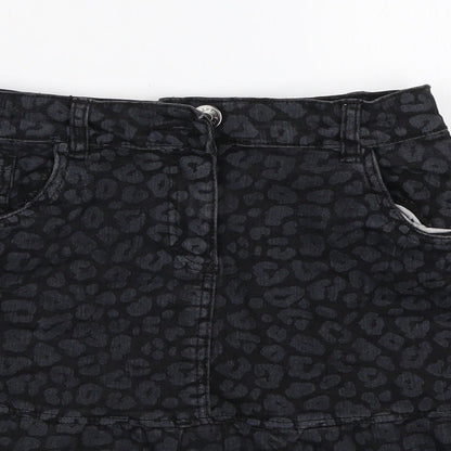 TU Girls Black Animal Print  Straight & Pencil Skirt Size 9 Years
