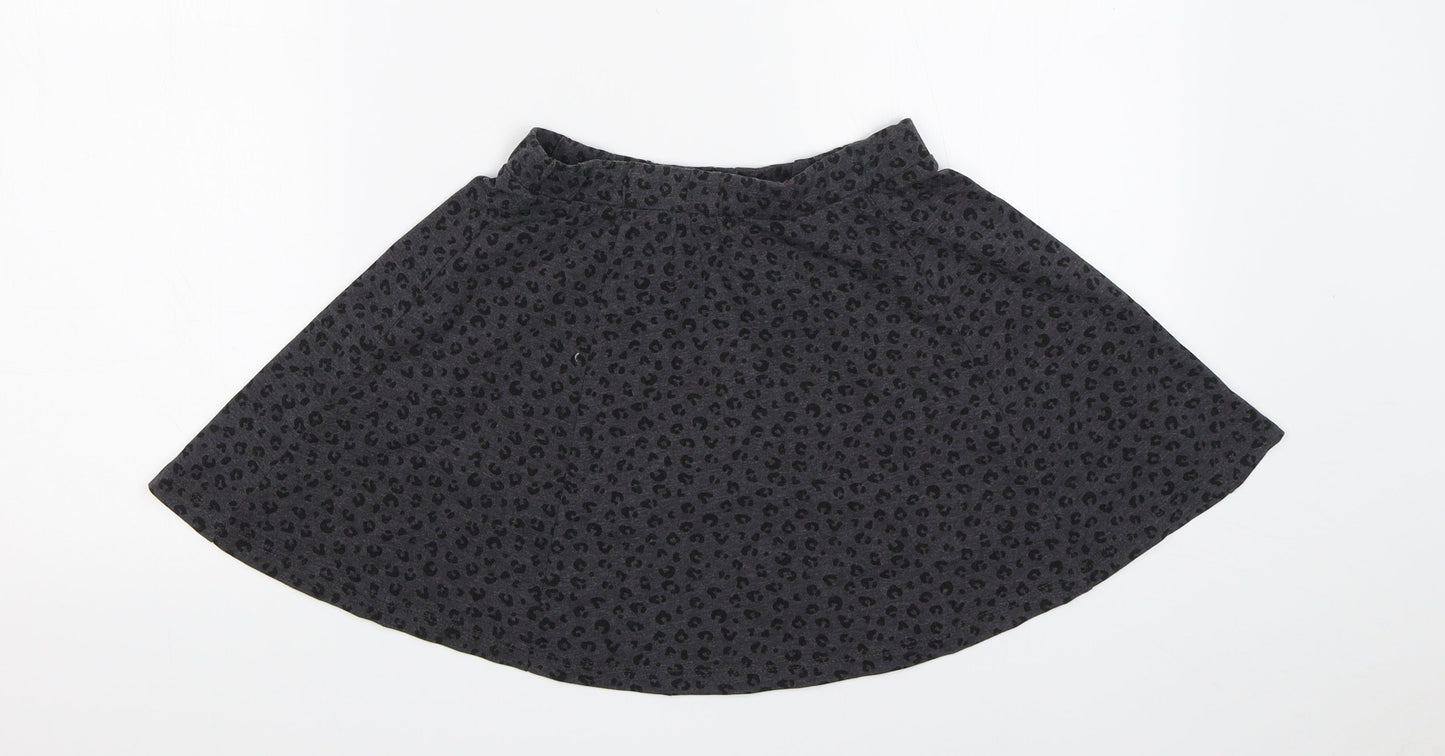 H&M Girls Grey Animal Print  Skater Skirt Size 9-10 Years