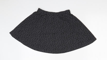 H&M Girls Grey Animal Print  Skater Skirt Size 9-10 Years