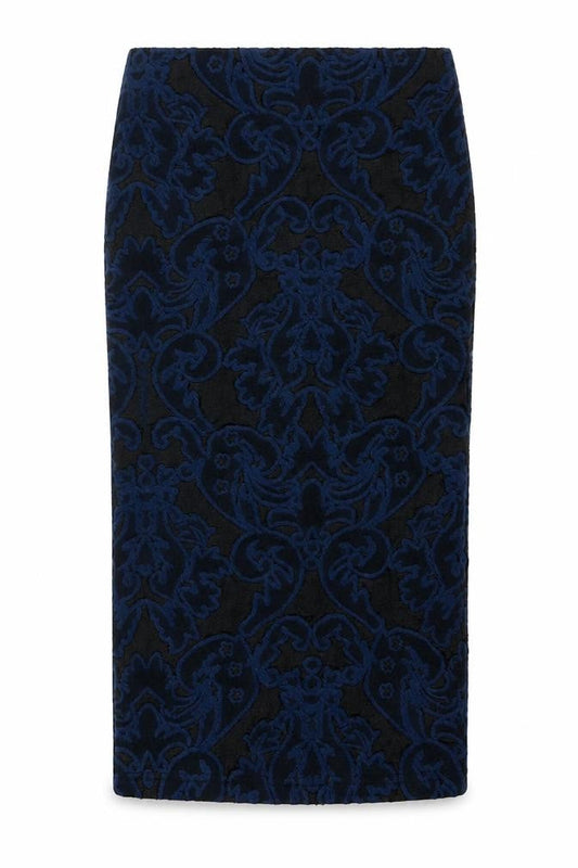 Front view of River Island women’s multicoloured paisley straight & pencil skirt, size UK 6