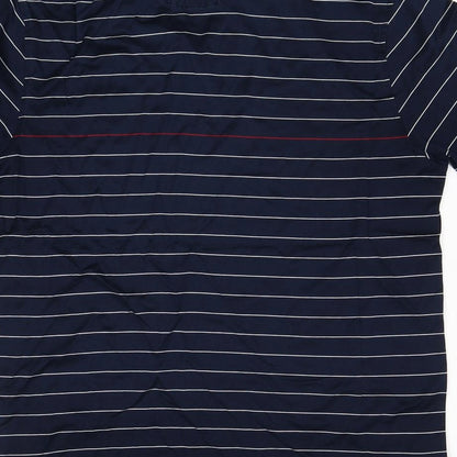 M&S Mens Blue Striped   Polo Size M