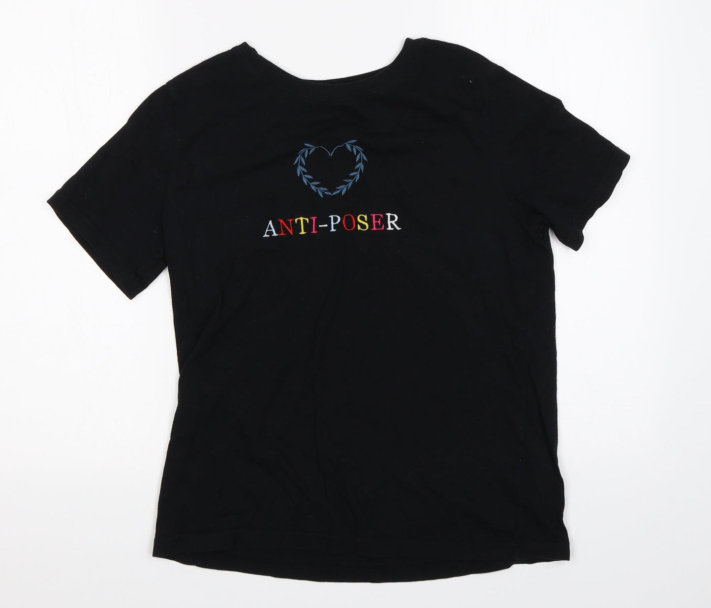 Womens UK Size S PULL & BEAR Black Basic T-Shirt