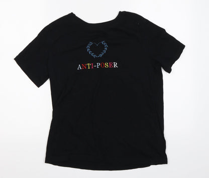 Womens UK Size S PULL & BEAR Black Basic T-Shirt