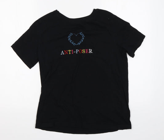 Womens UK Size S PULL & BEAR Black Basic T-Shirt