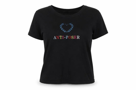 Front view of Pull&Bear women’s black basic t-shirt, size S
