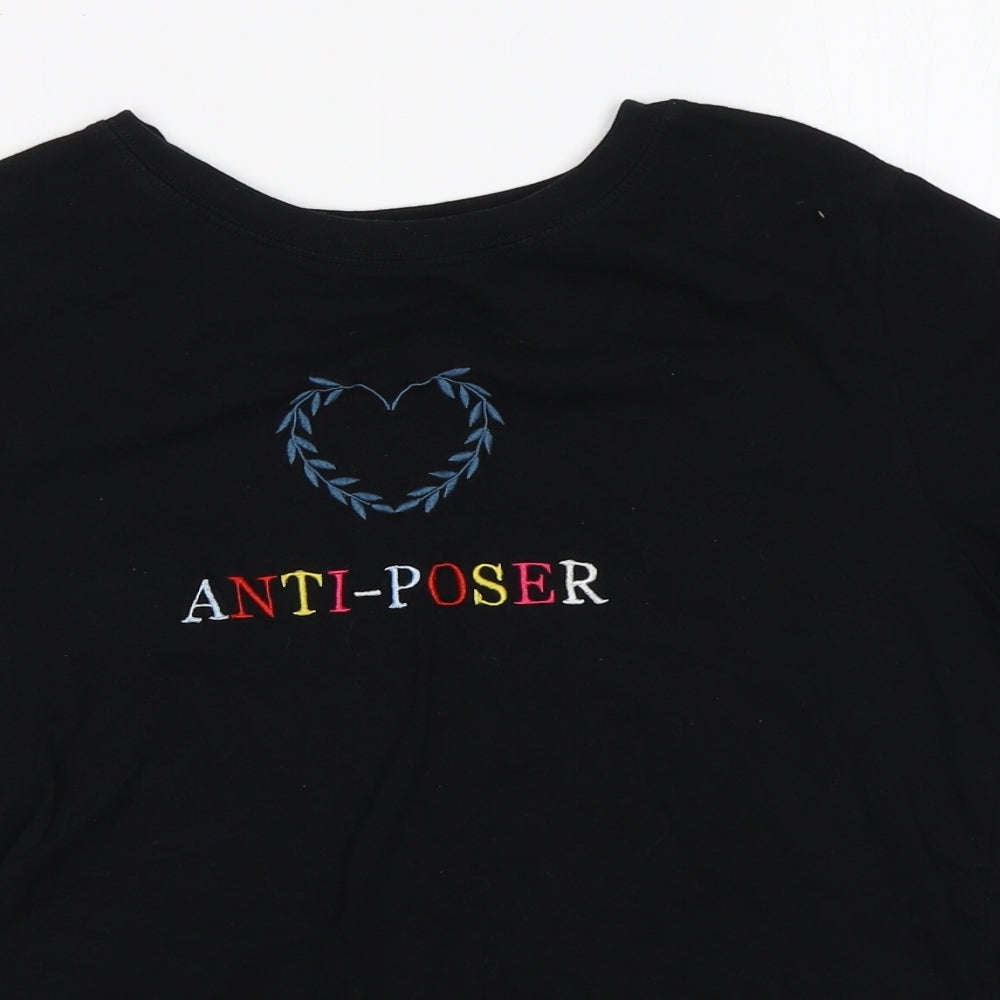 Womens UK Size S PULL & BEAR Black Basic T-Shirt