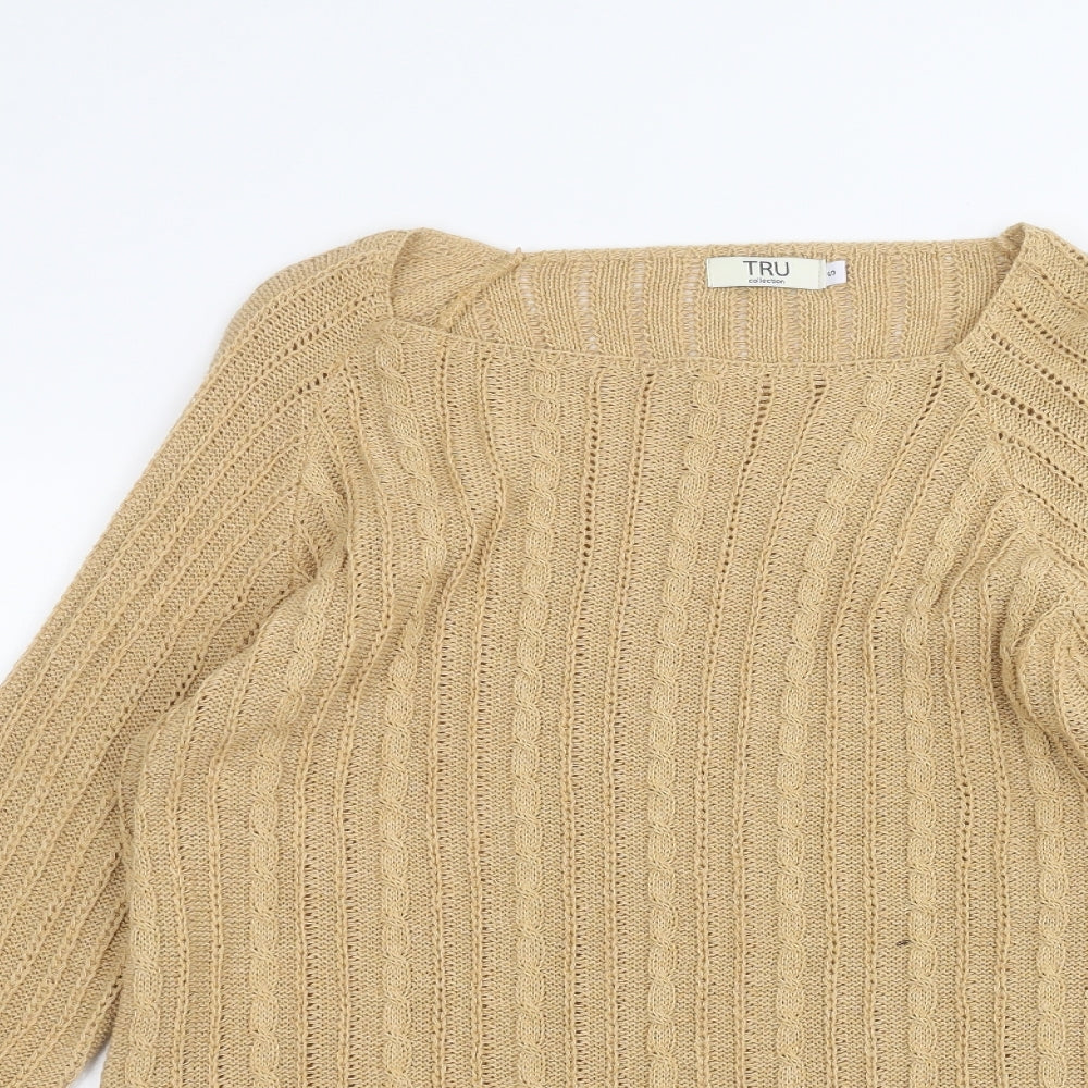 Womens UK Size S TRU Brown Pullover Jumper