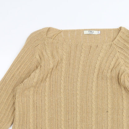 Womens UK Size S TRU Brown Pullover Jumper