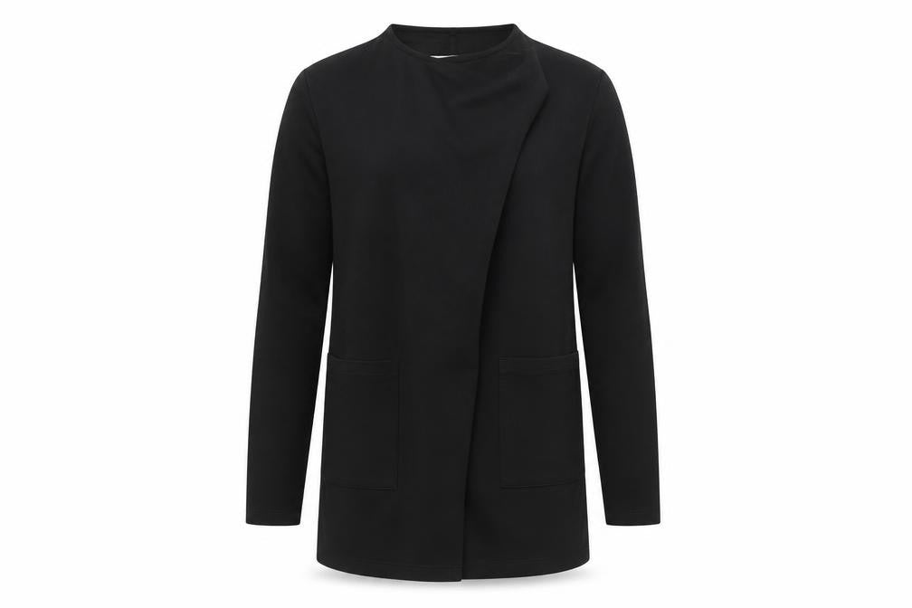 Front view of River Island women’s black cardigan jumper, size UK 6