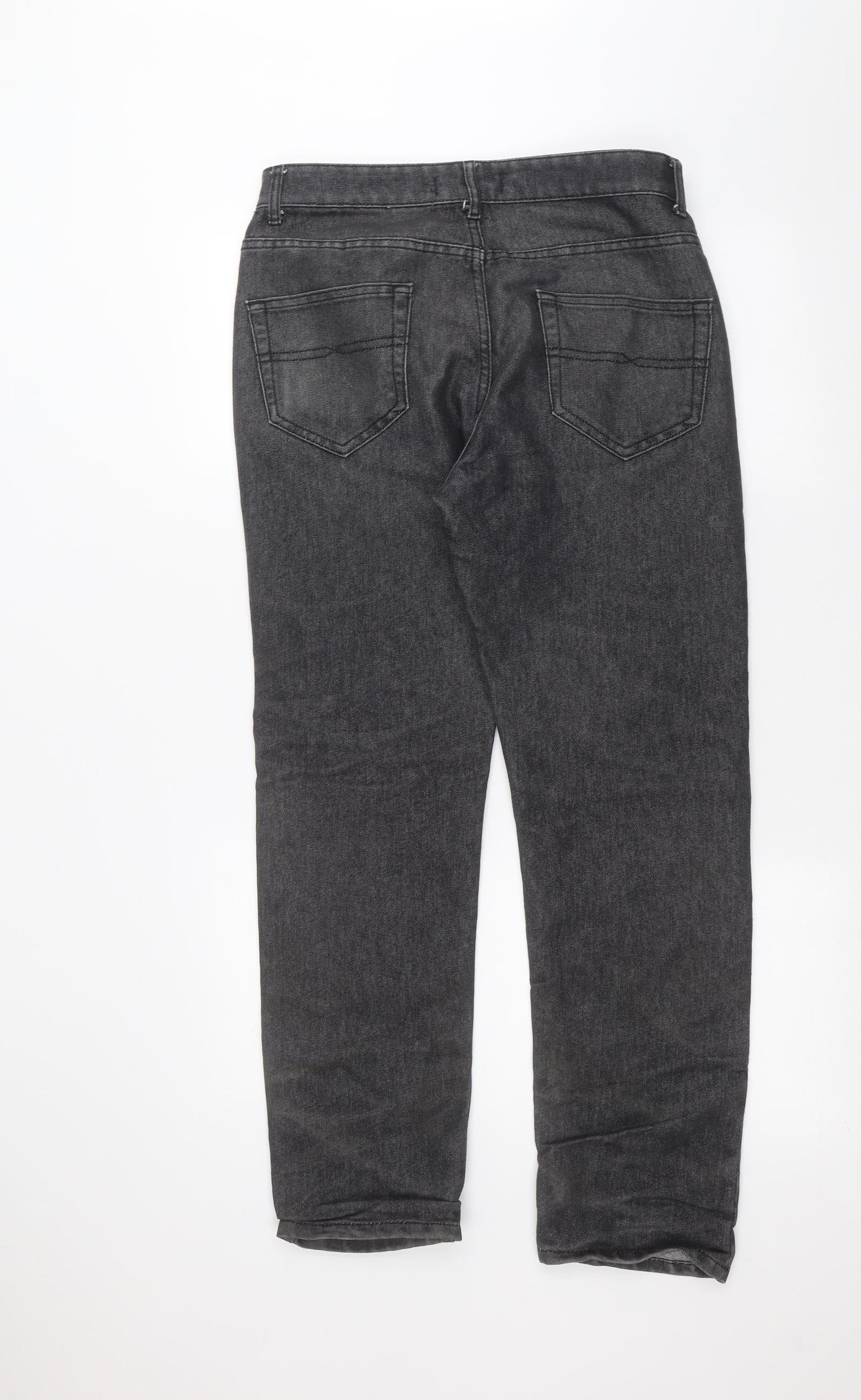 Mens UK Size 32 in Preworn Regular Fit Straight Black Jeans