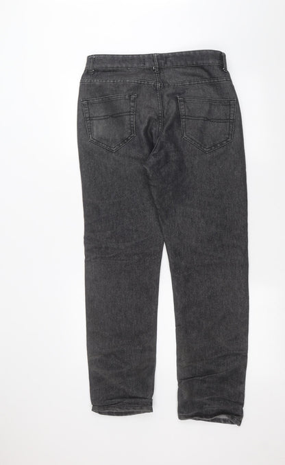 Mens UK Size 32 in Preworn Regular Fit Straight Black Jeans