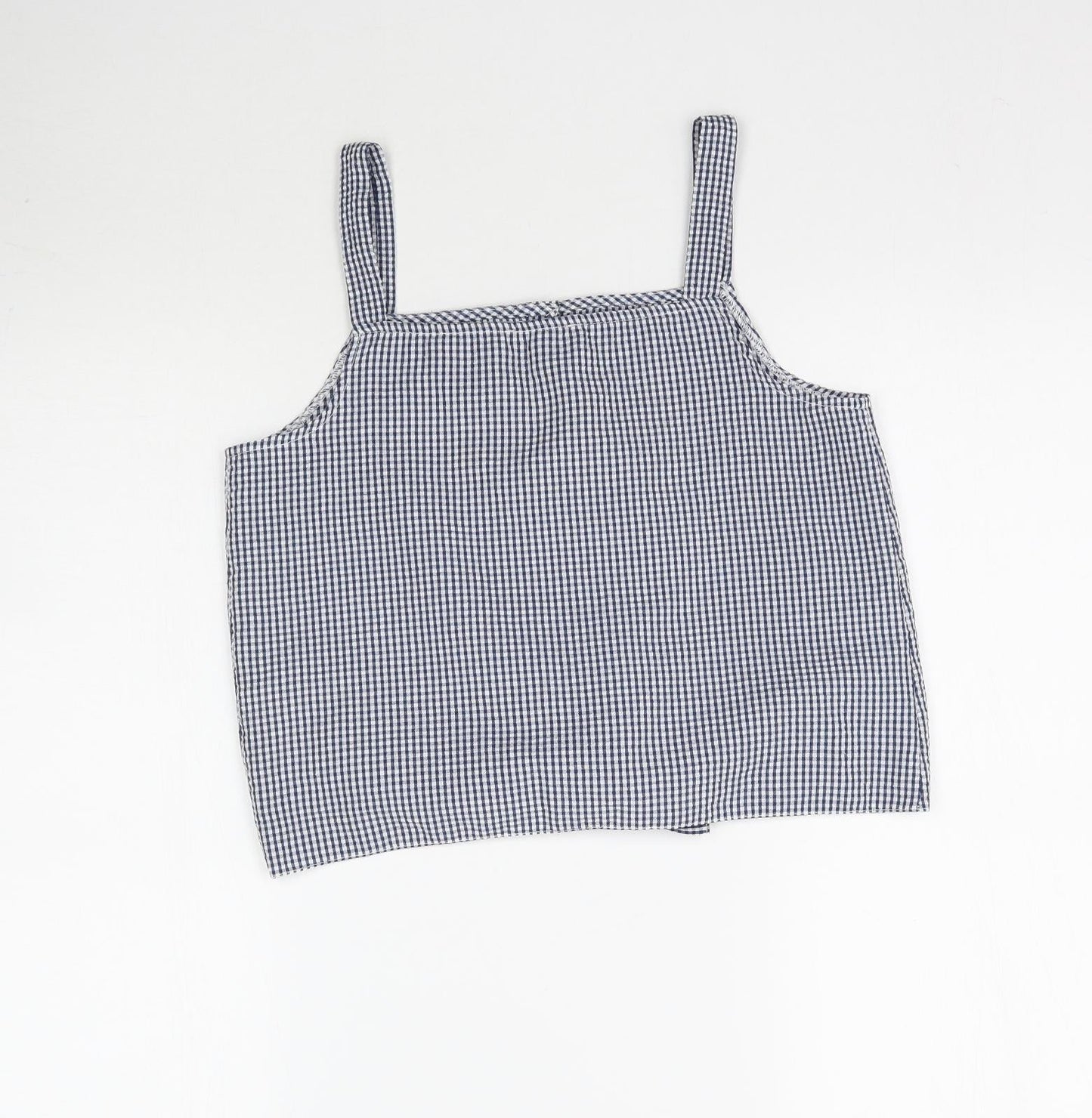 Primark Girls Blue Plaid  Basic Tank Size 12-13 Years  - Tie Detail Check print