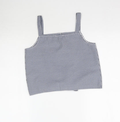 Primark Girls Blue Plaid  Basic Tank Size 12-13 Years  - Tie Detail Check print